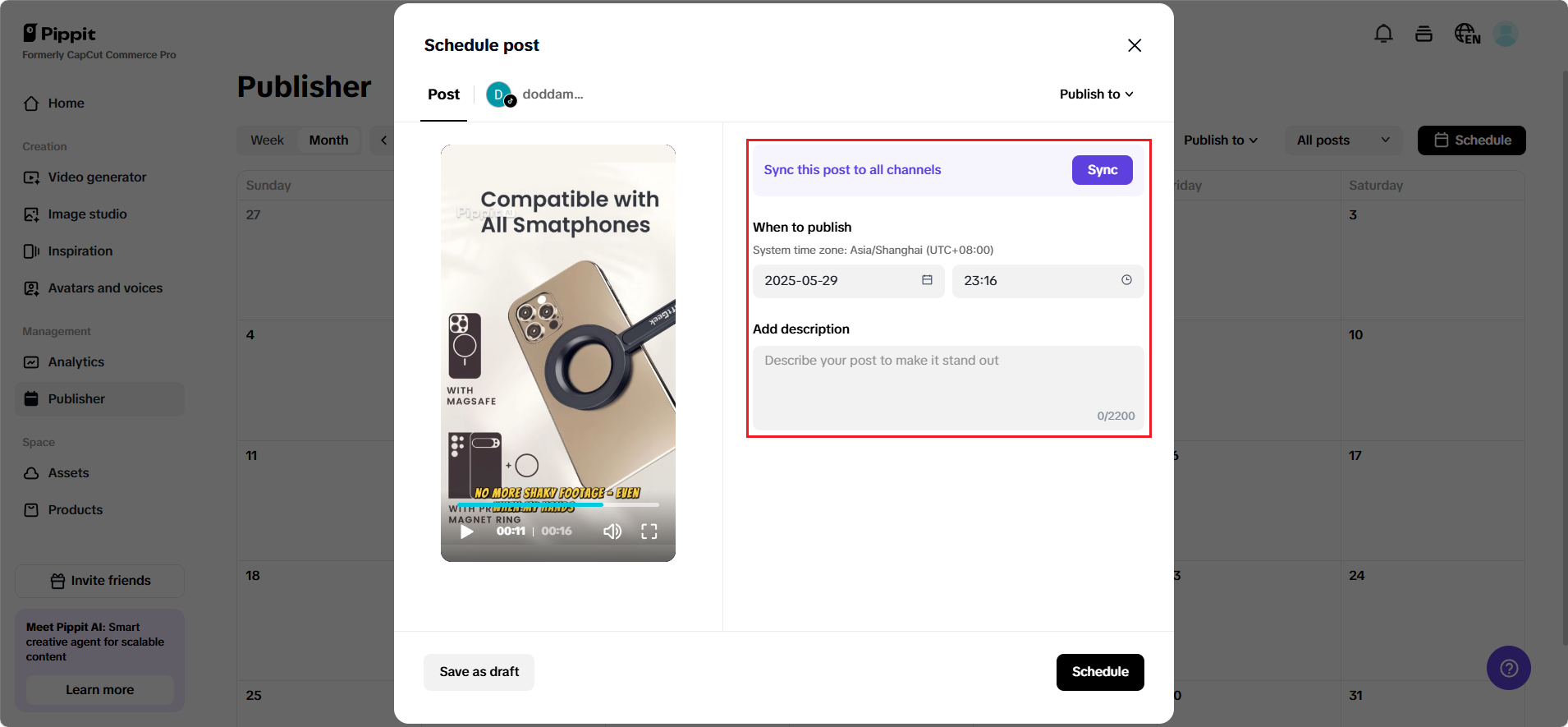 Auto publisher and analytics
