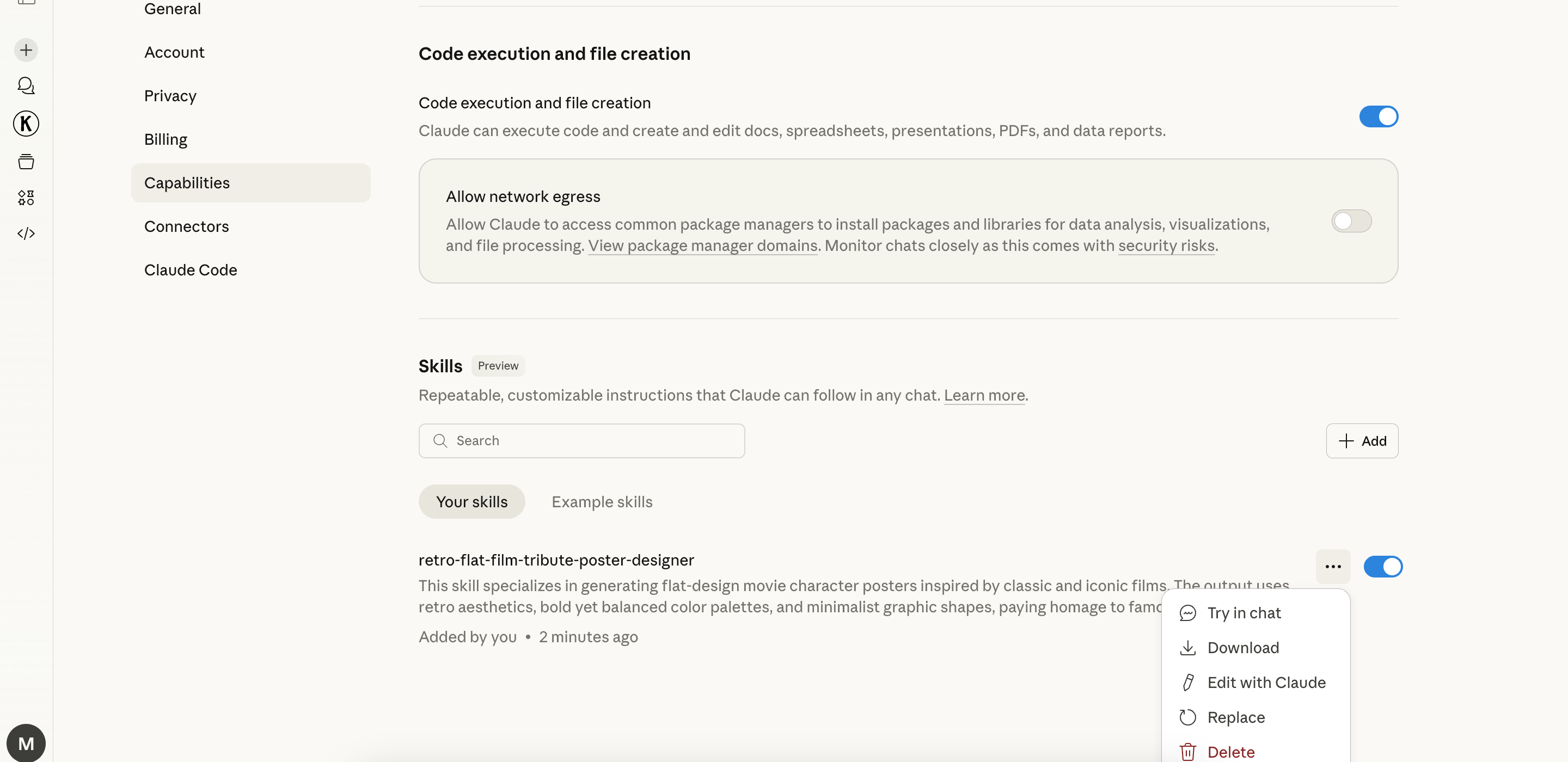 Verifica la habilidad personalizada.
