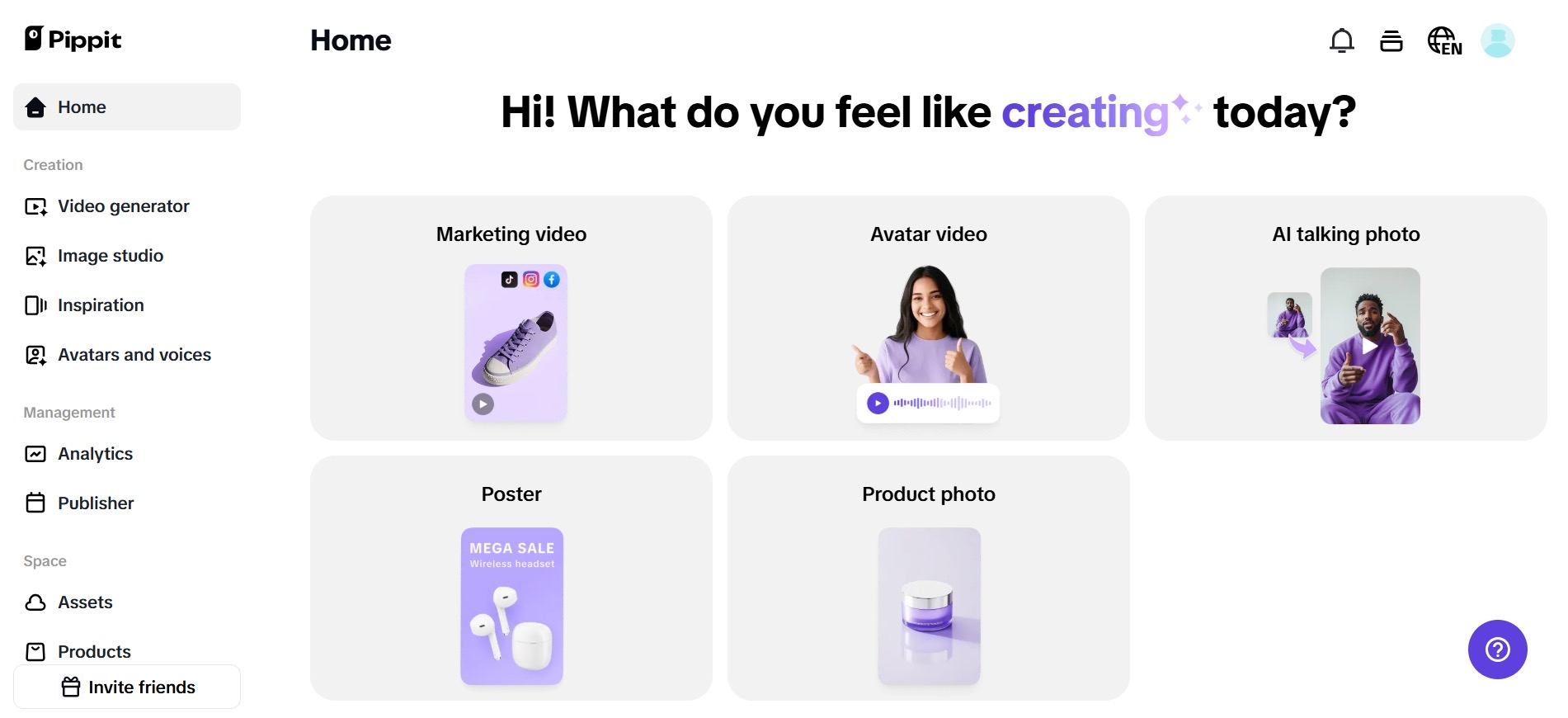 Pippit AI homepage