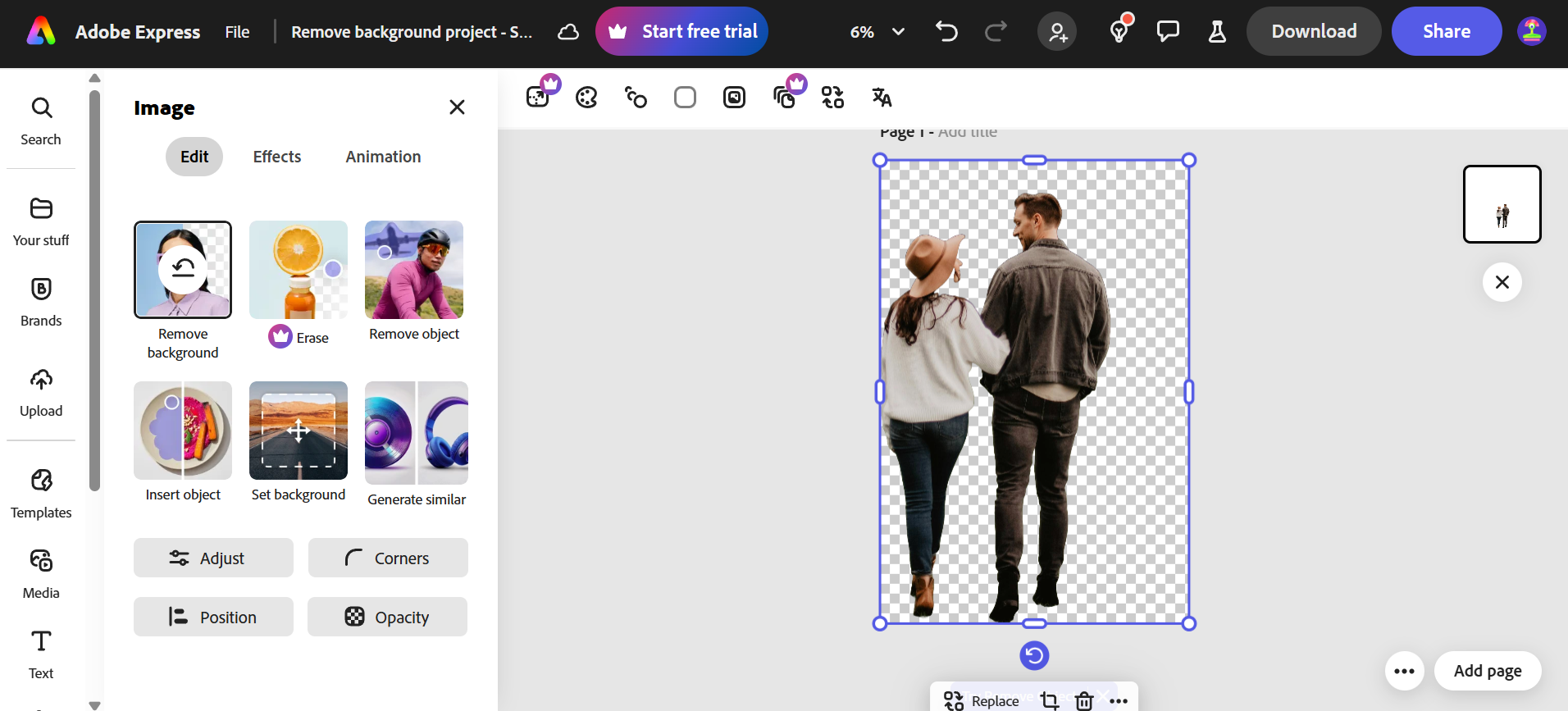 Adobe Express background remover