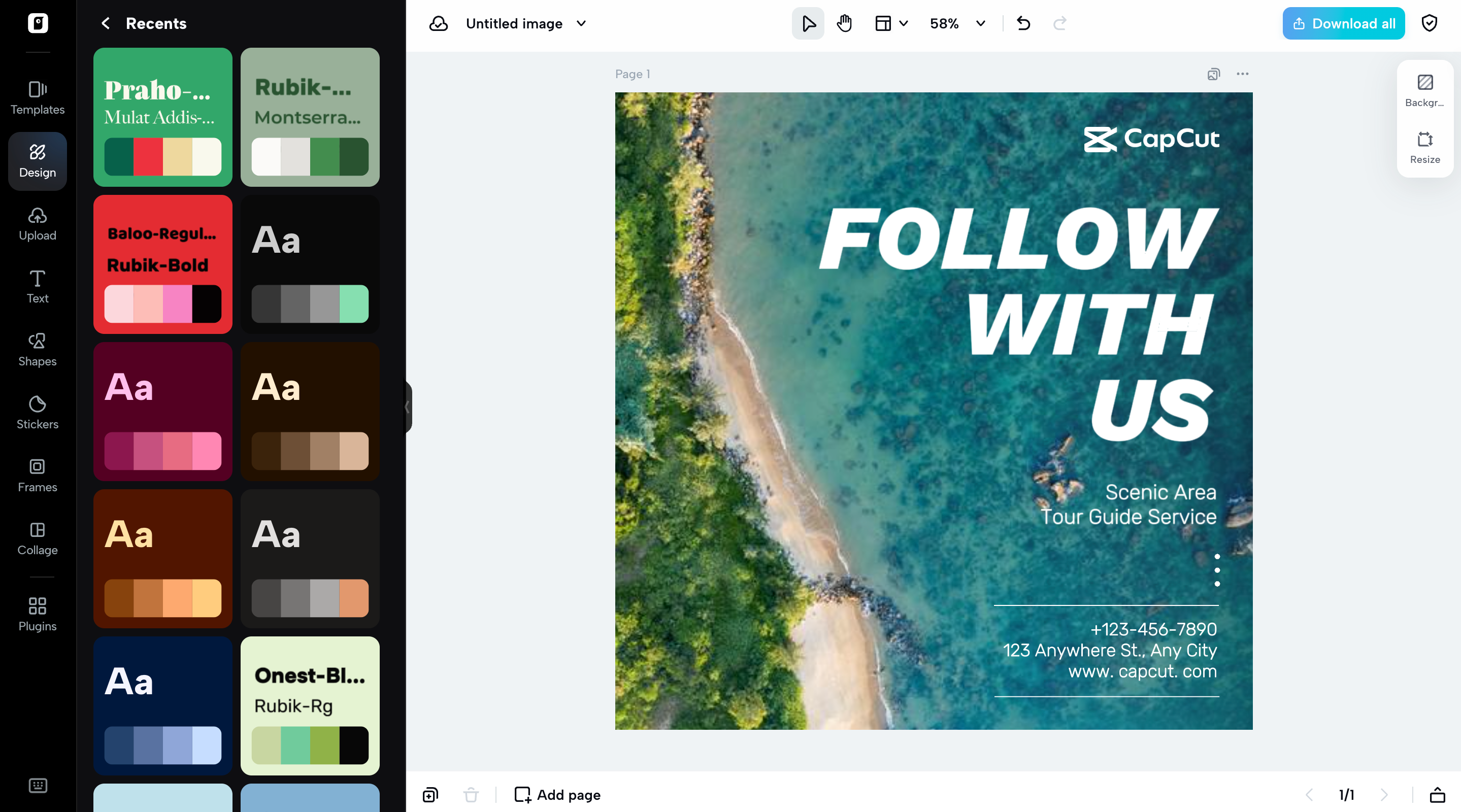 Pre-made color palettes and design themes