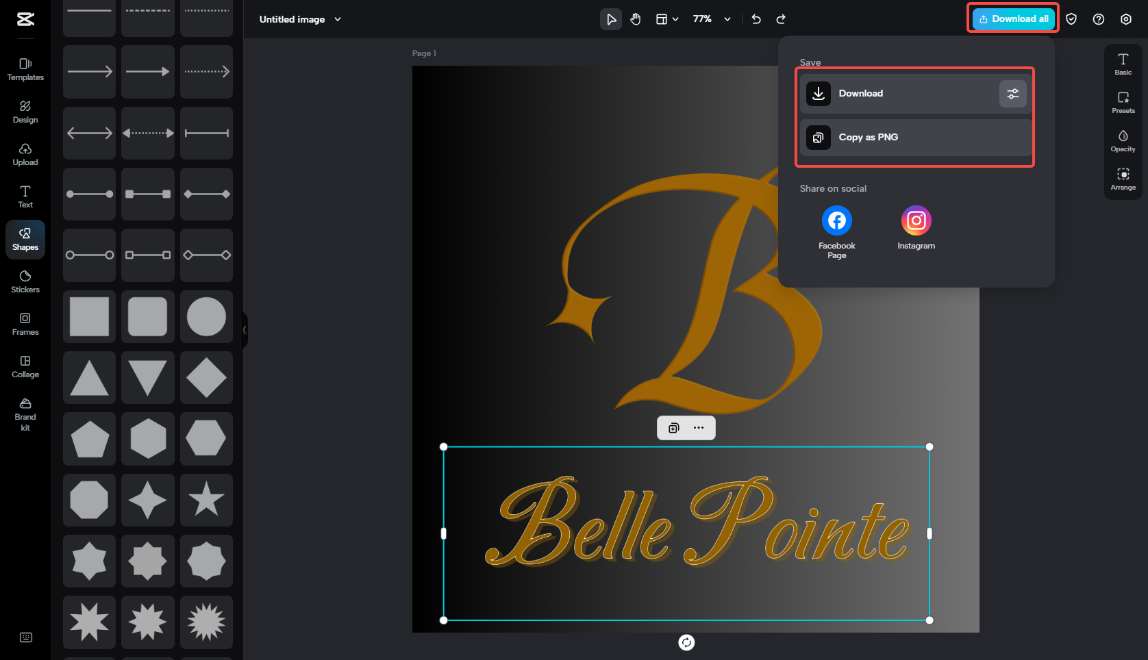 Export the fashion brand logo in PNG