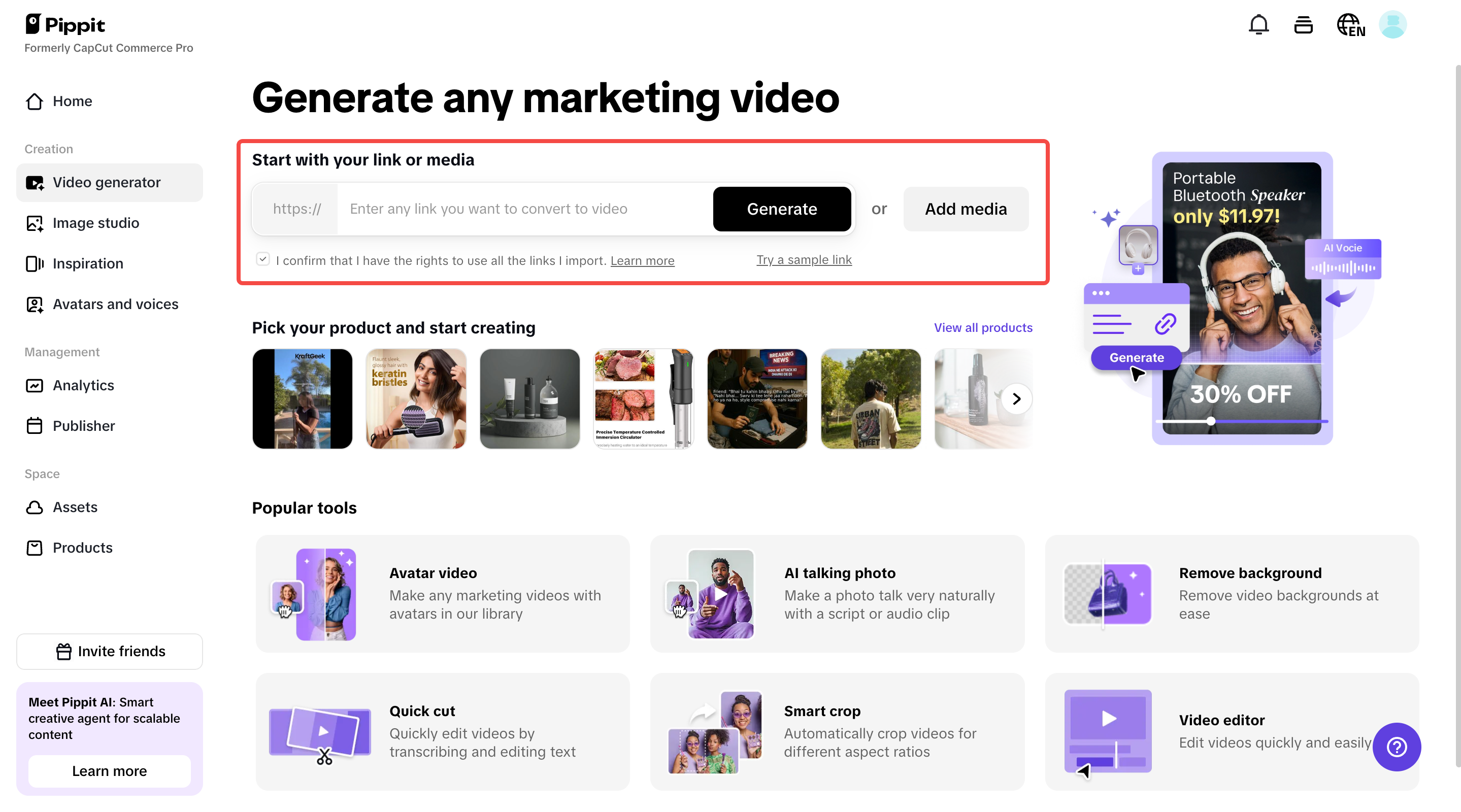 Upload product links and media