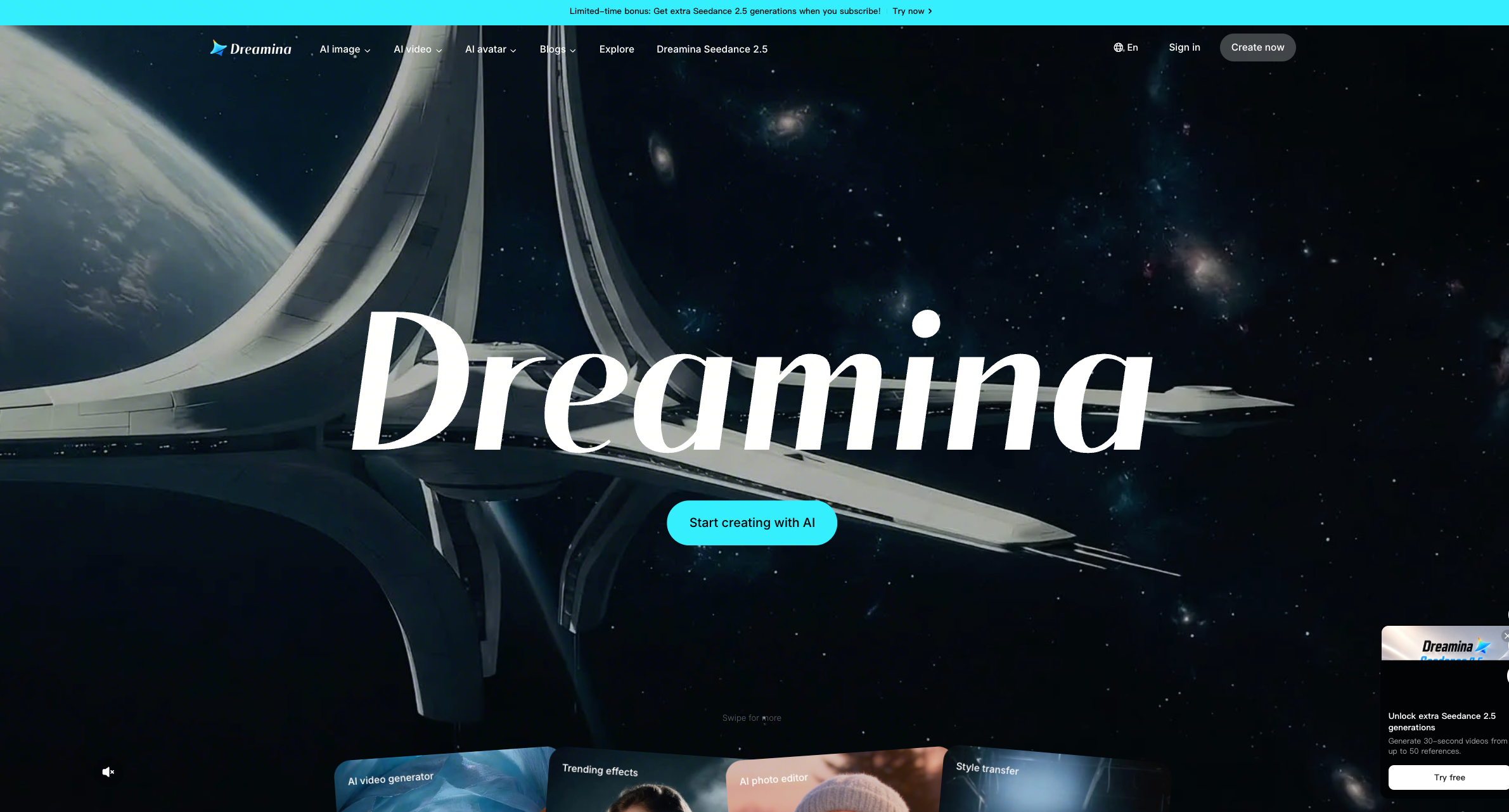 1. Dreamina: best free multi-model workspace for reference-led creation and refinement
