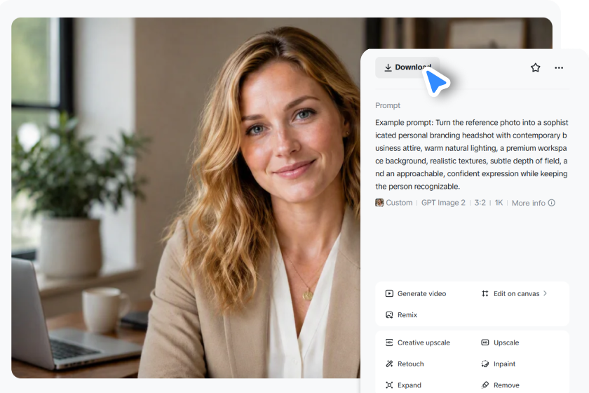 Refine your headshot and download it