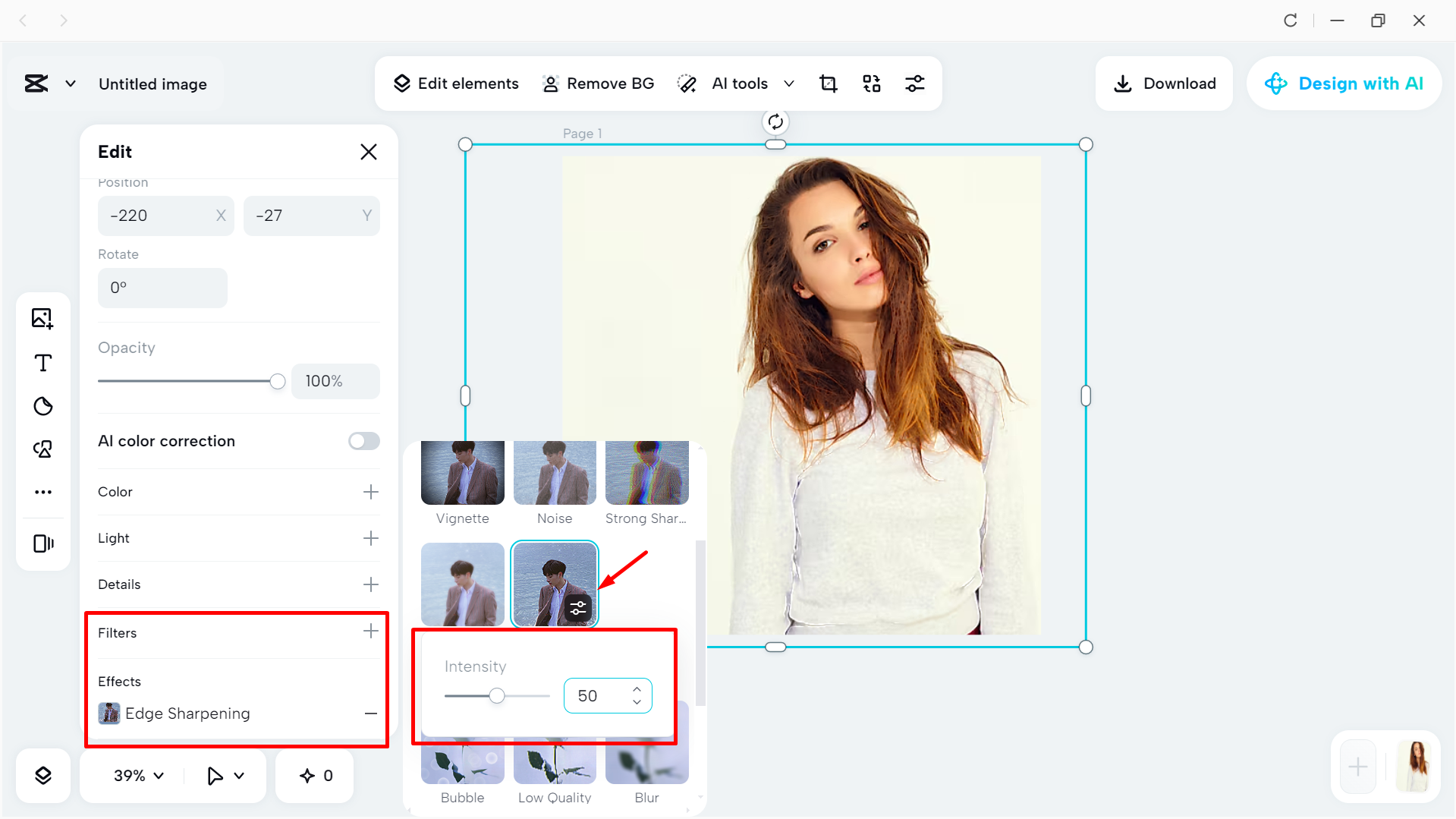Adding focus effect in the mage using the CapCut desktop video editor