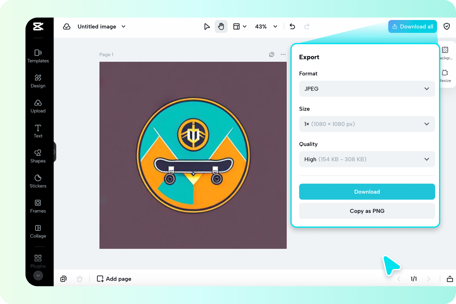 ปรับแต่งขั้นสุดท้ายและส่งออกโลโก้ของคุณ