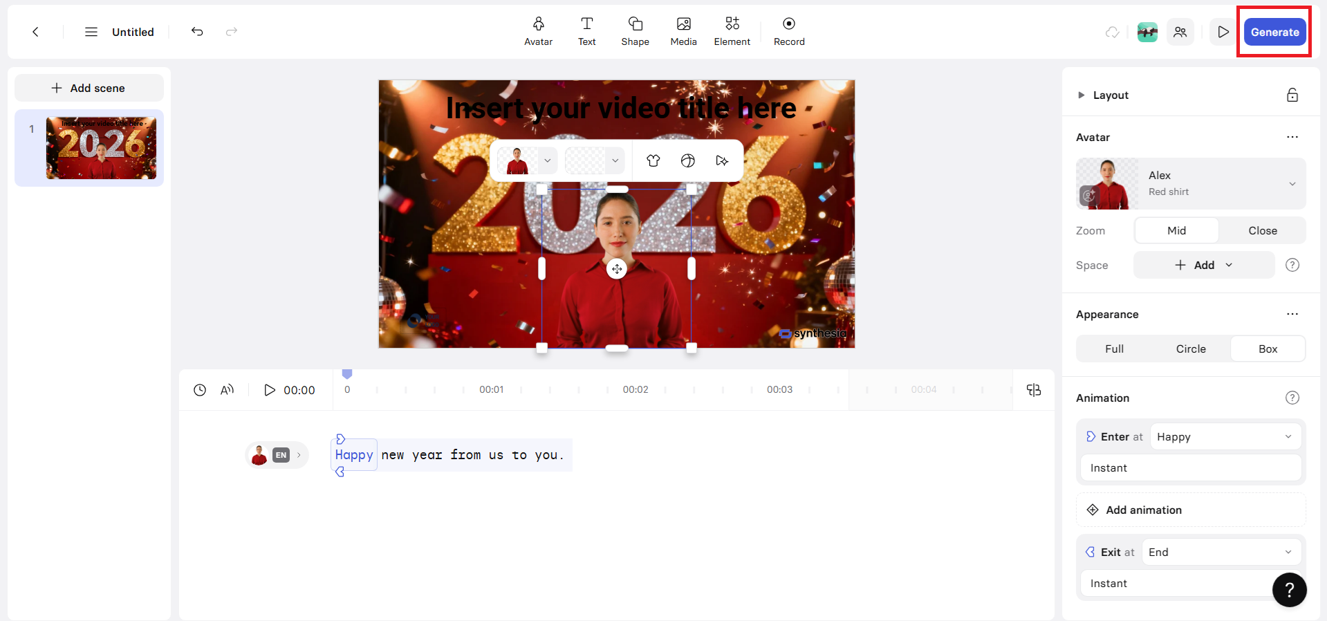 Preview and generate your New Year avatar video