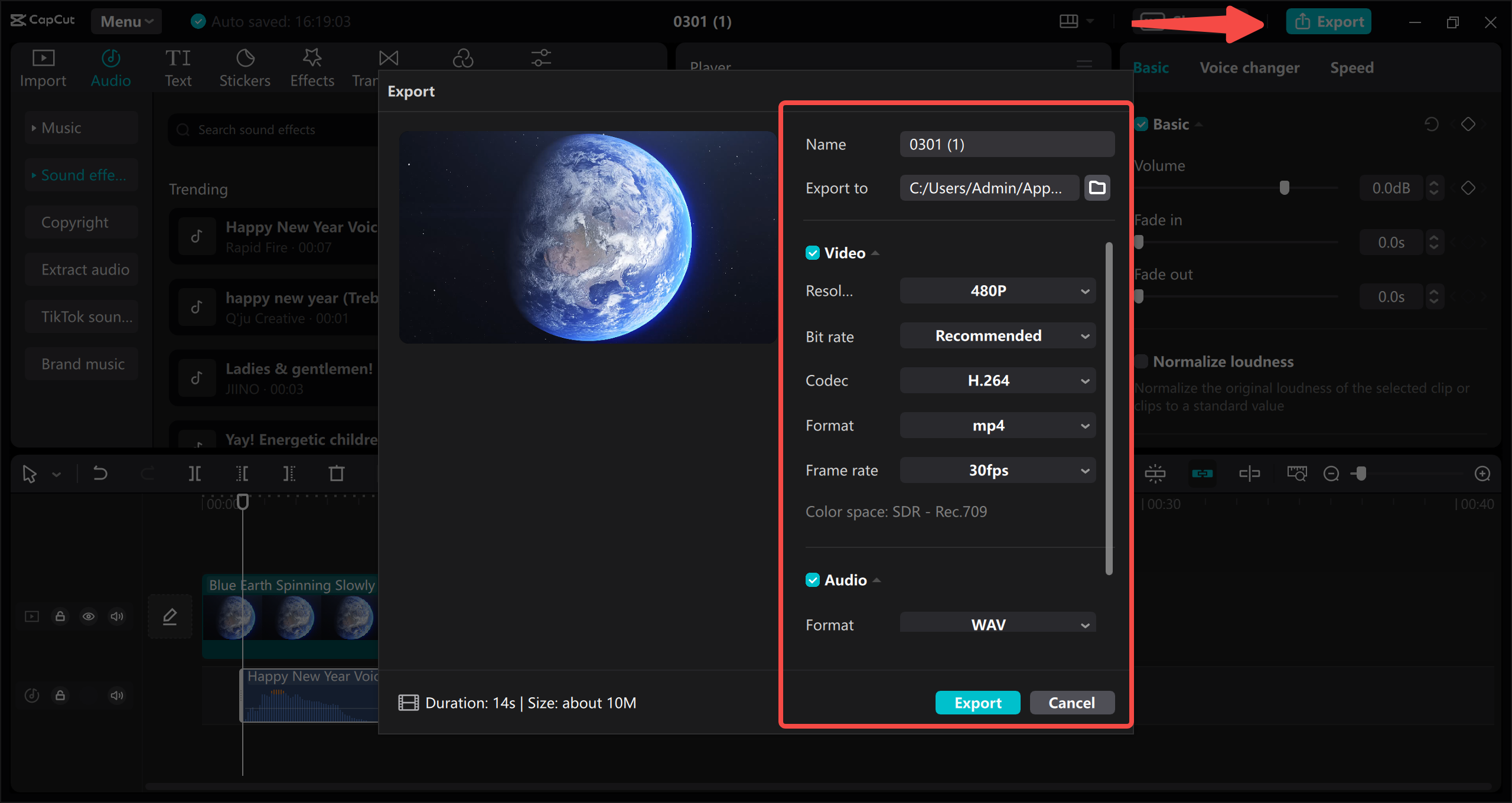Export video