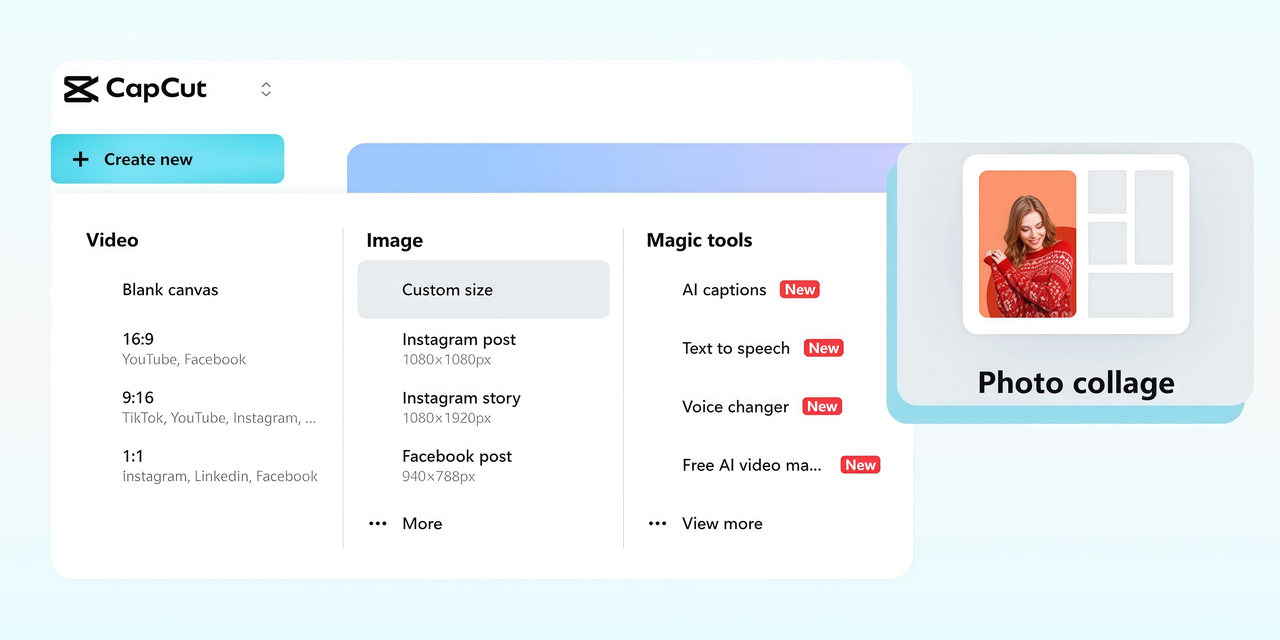 Create a New Photo Collage Project on CapCut Online