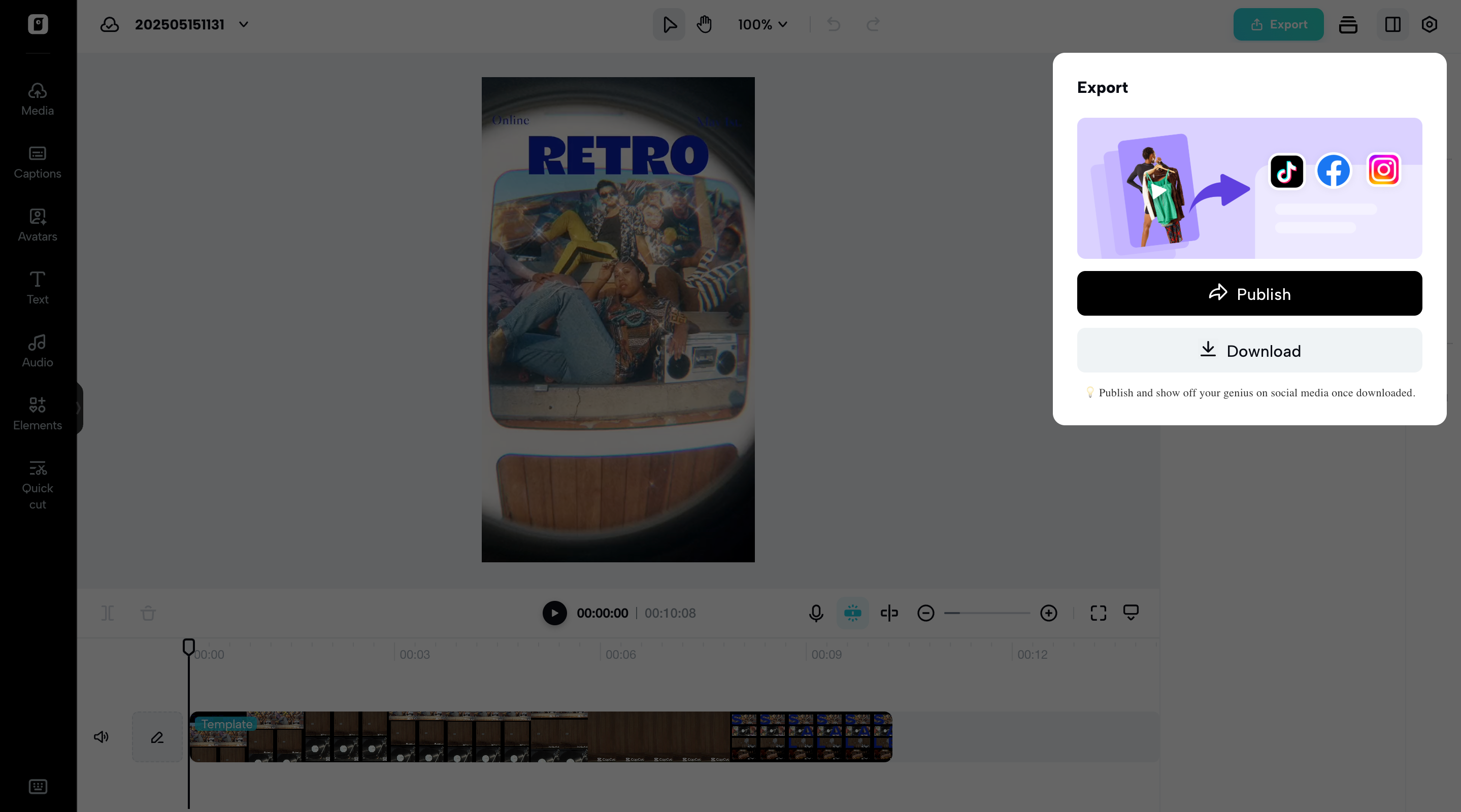Isang-click na pag-export