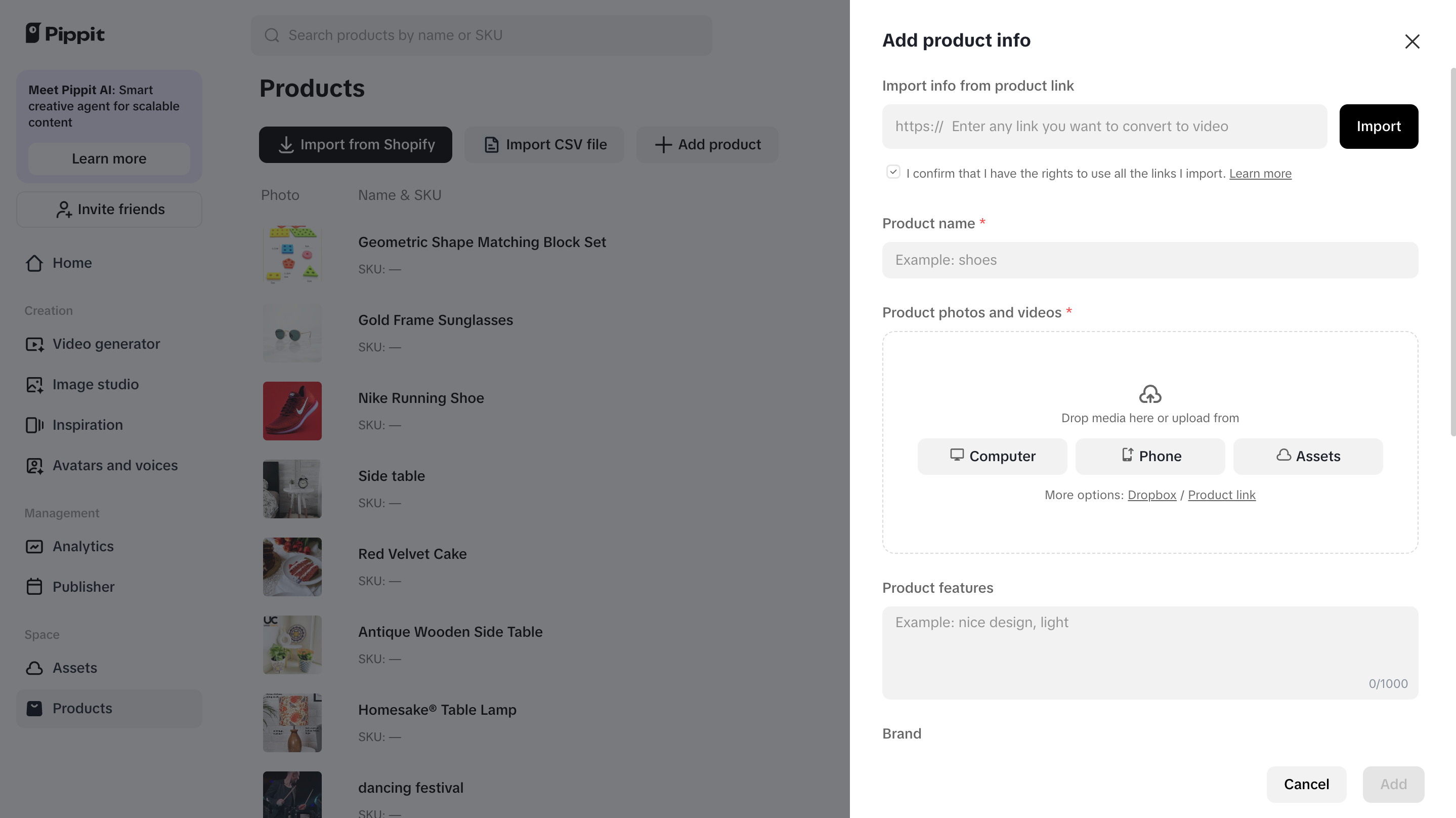 E-commerce marketplace integration in Pippit