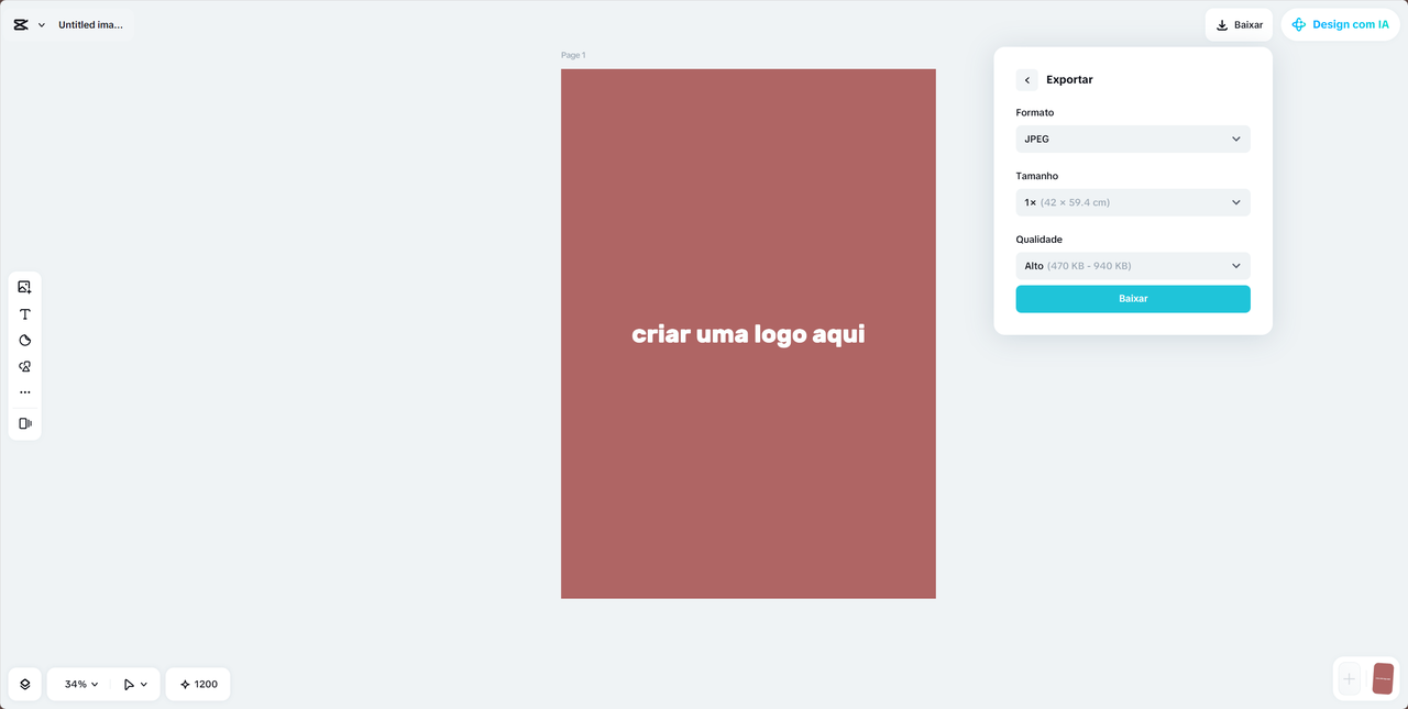 Options for exporting the created logo