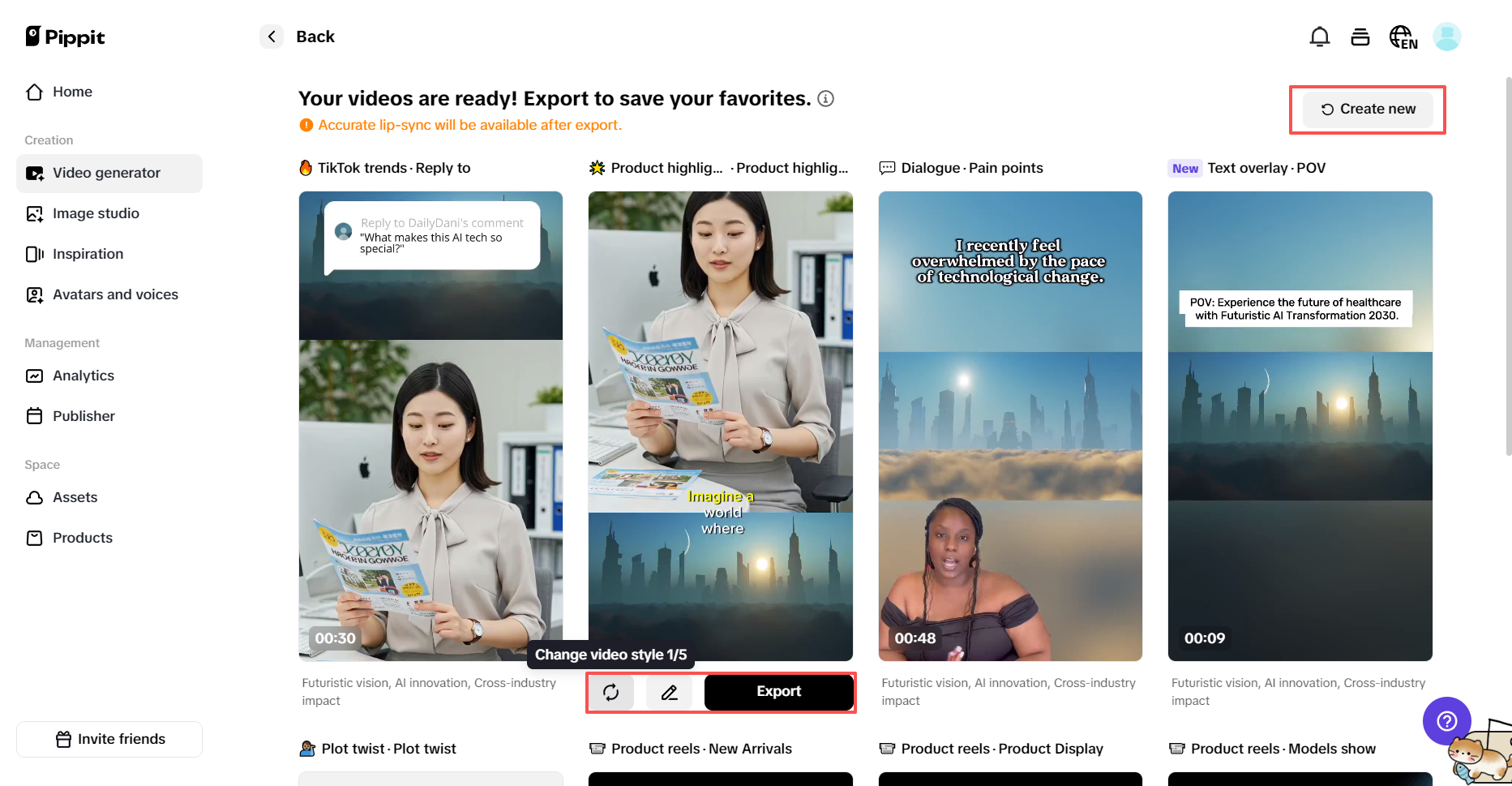 Baguhin, i-edit, o i-export ang iyong video