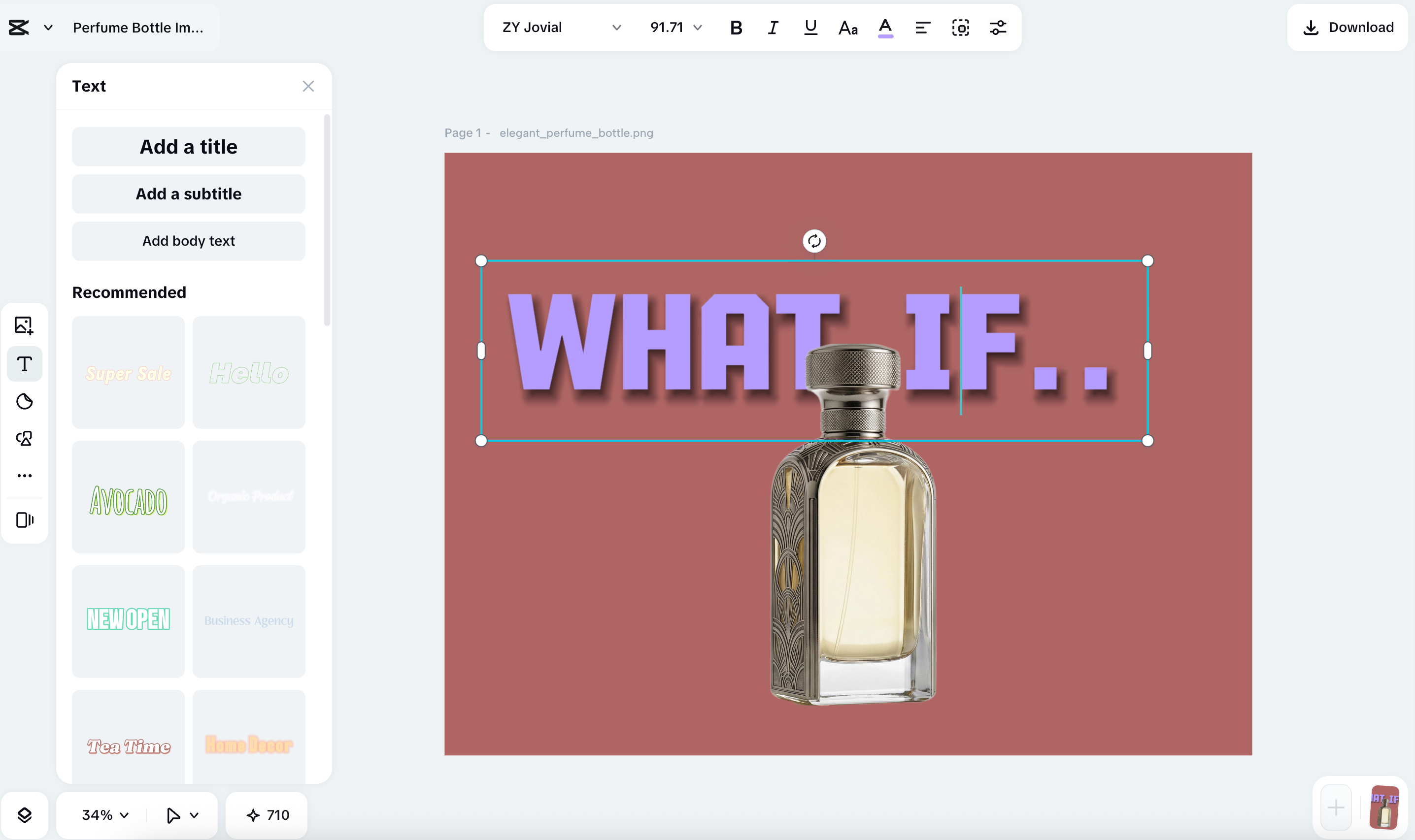 Applying the Super Sale text effect to the canvas in CapCut