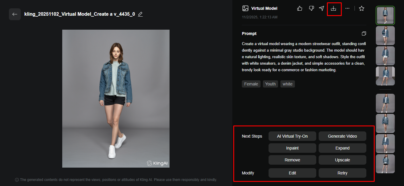 Download Kling AI photos demonstrating a product display.