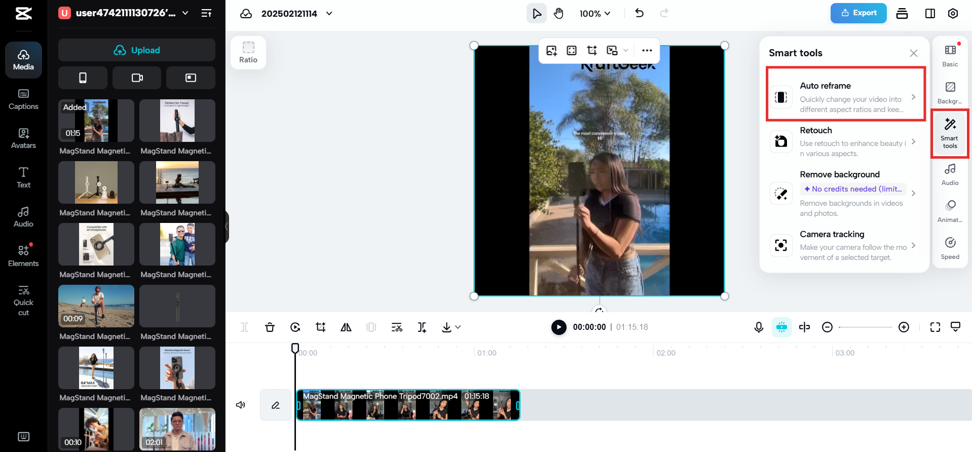 Auto Reframe Pippit
