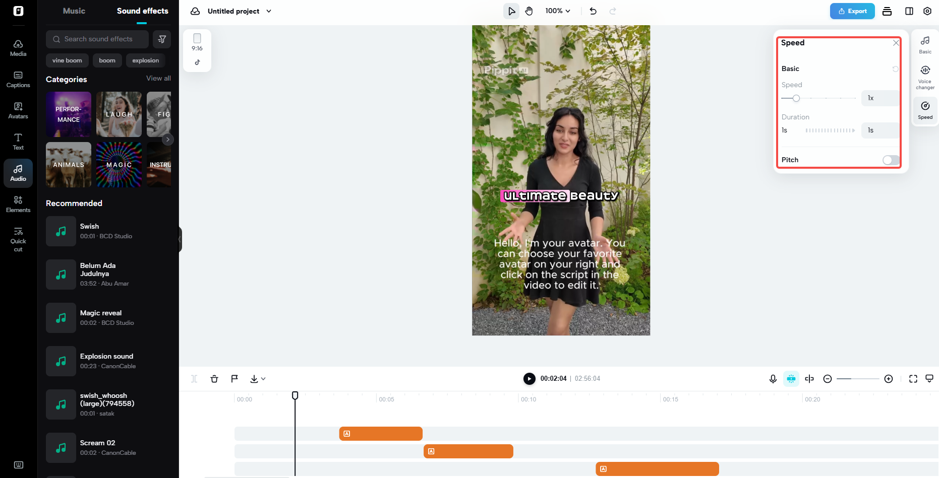 Pippit audio speed changer