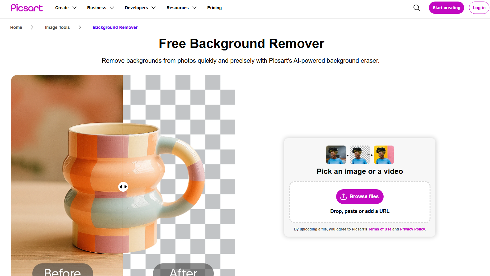 PicsArt background removal