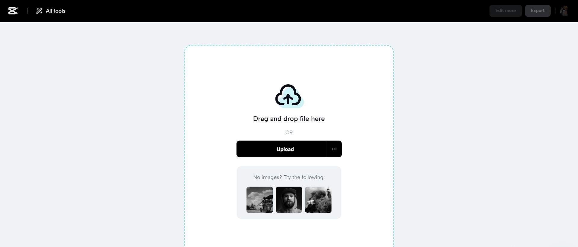 Upload black and white photo