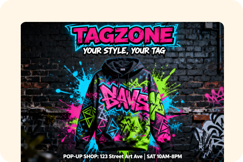 CapCut's graffiti generator for event posters and flyers