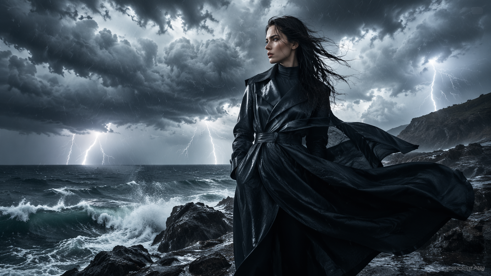 Dreamina thunderstorm filter prompt example 5: Moody Window Thunderstorm