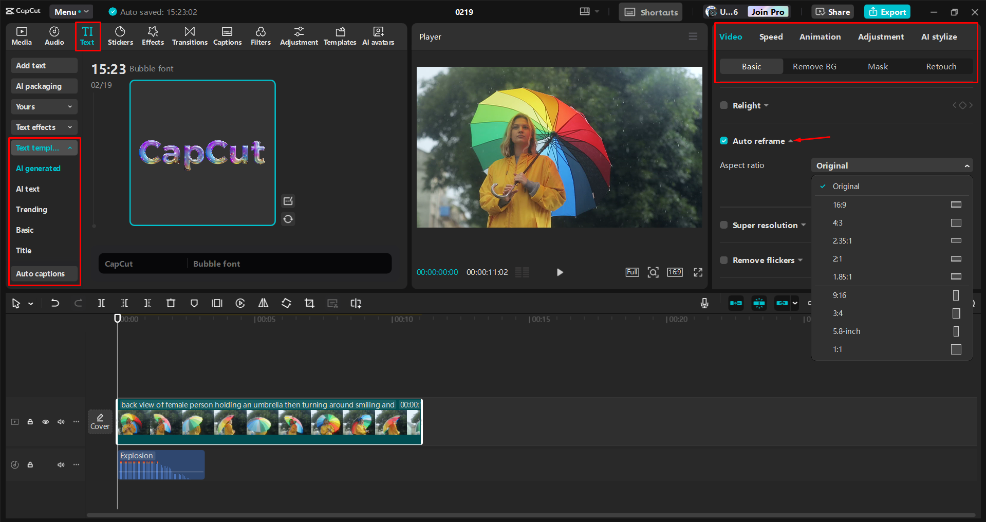Enhancing a video with body effects in the CapCut desktop video editor