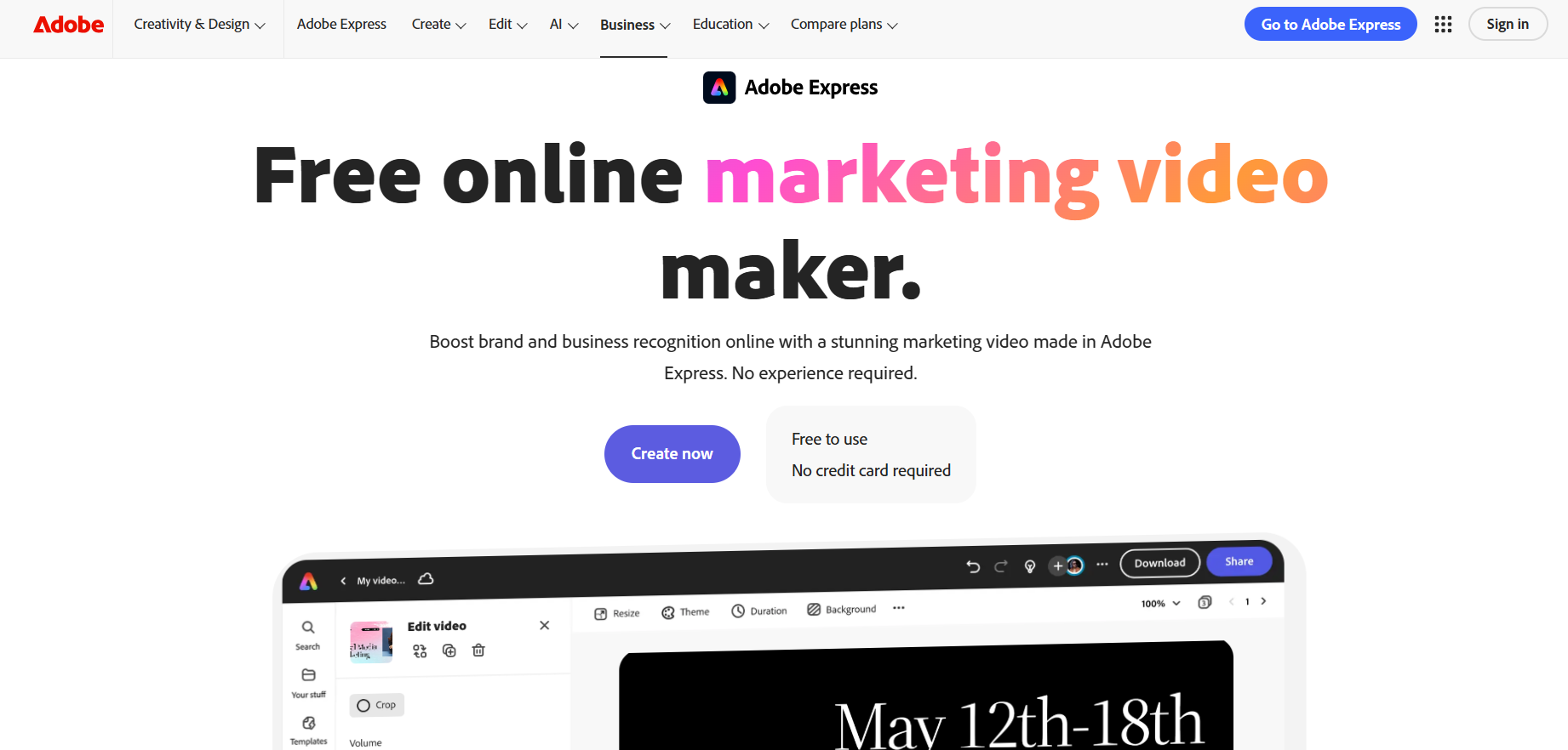 Create marketing videos with Adobe Express
