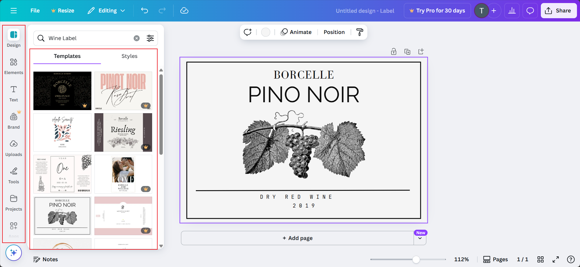 label anggur yang dipersonalisasi