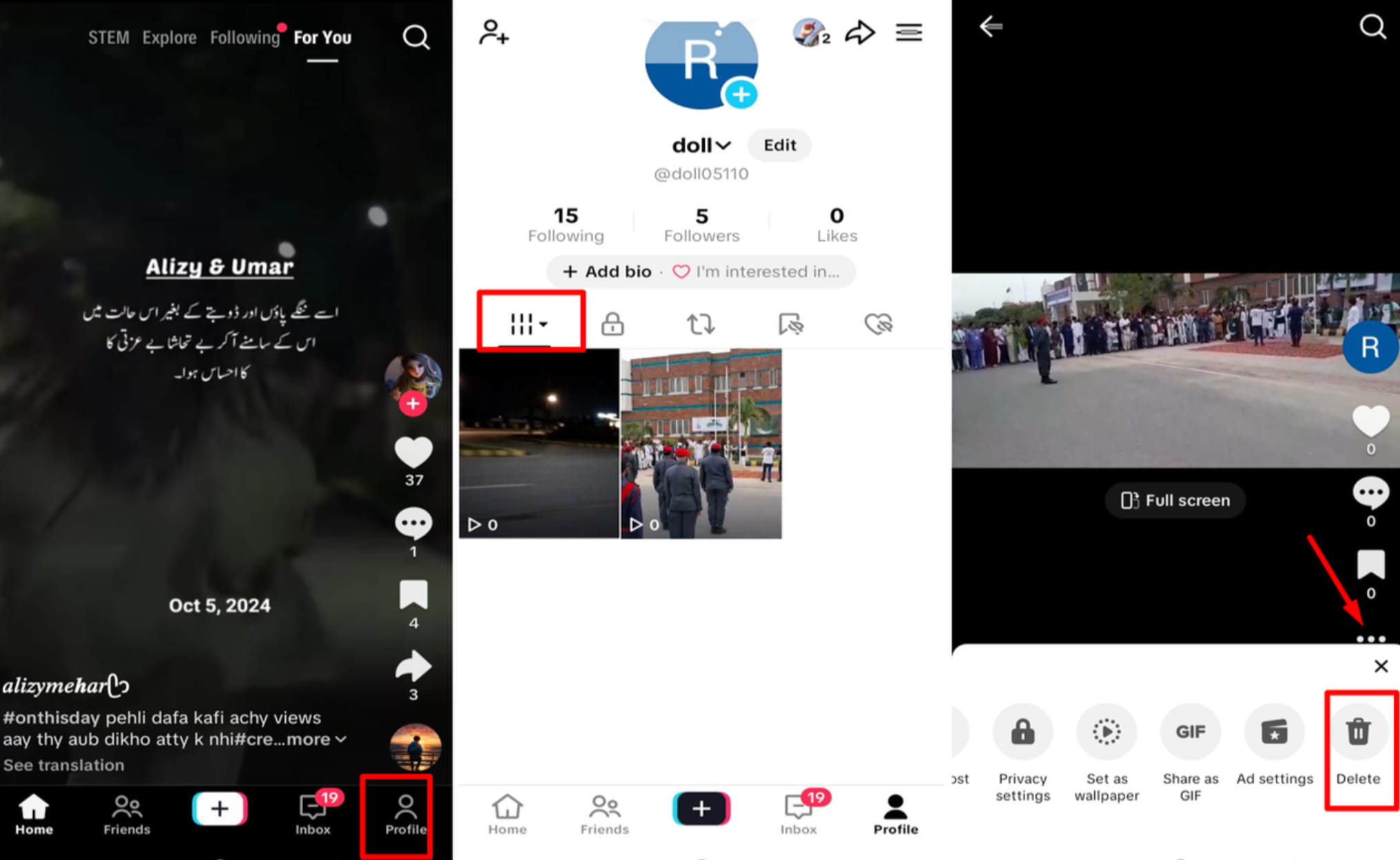 Image showing how to delete a draft on TikTok