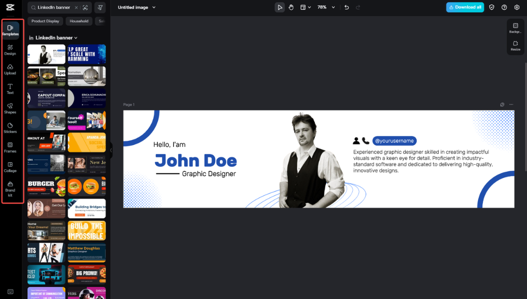 Editing the banner in CapCut