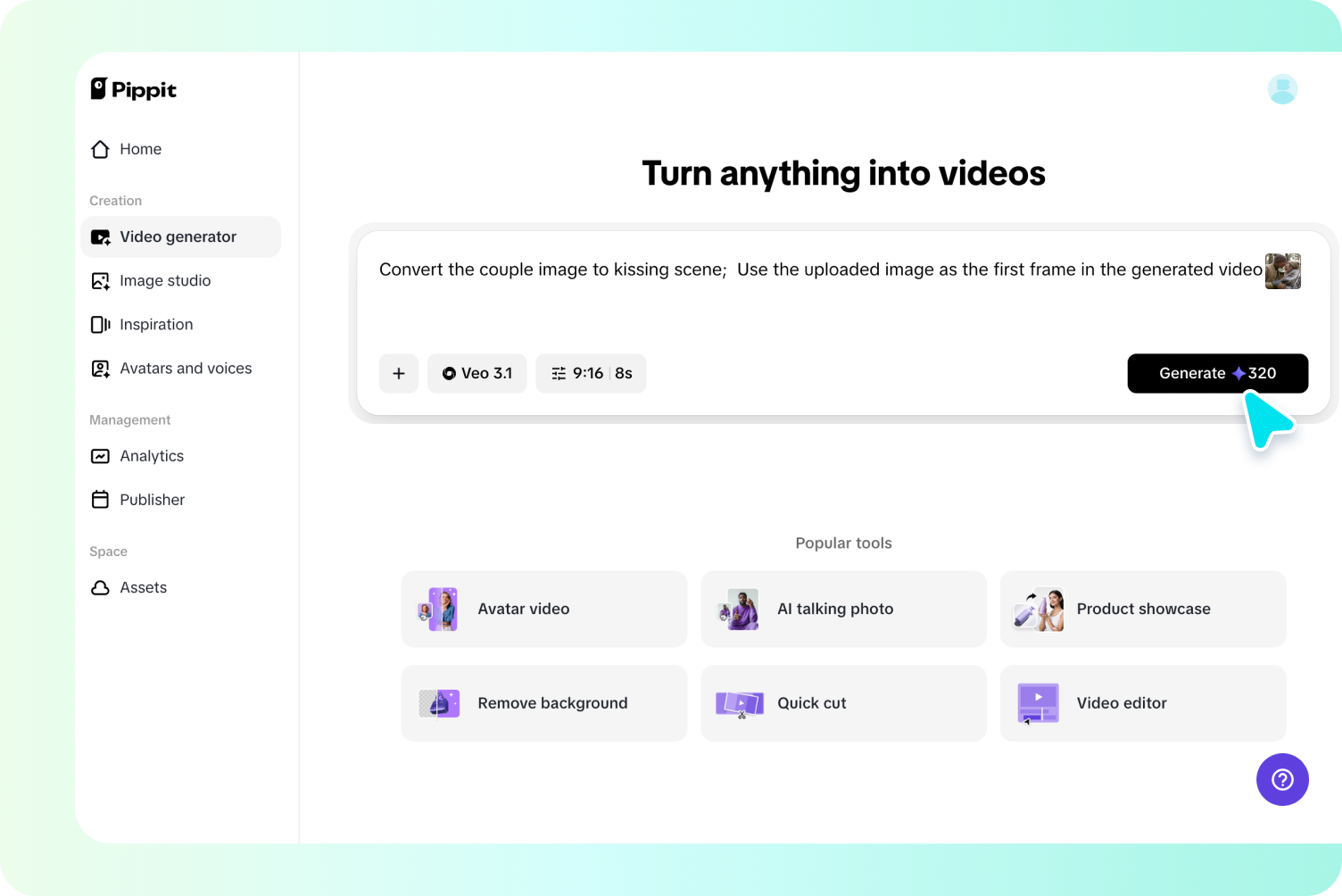 Generating kissing video