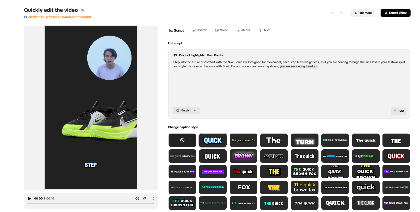 Select and edit your video