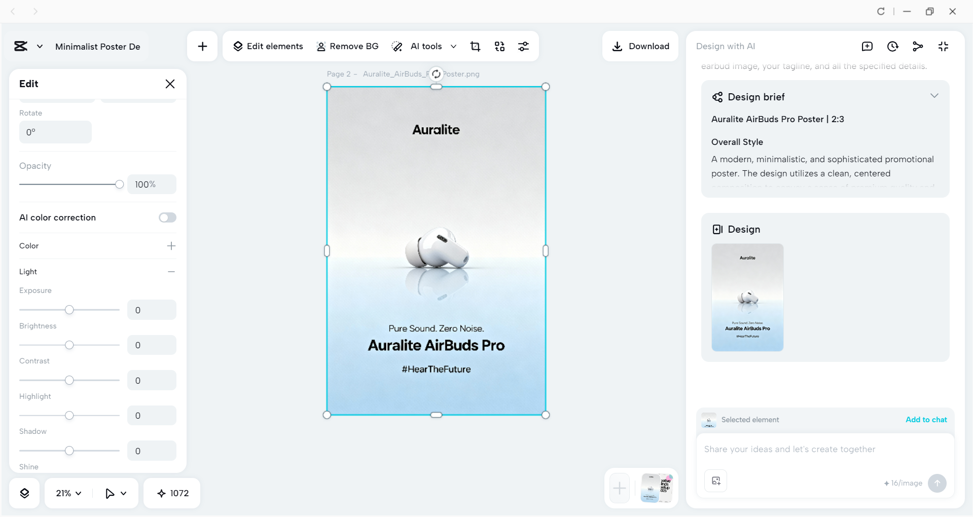 Interface of the CapCut desktop video editor - a tool to craft minimalistic poster design