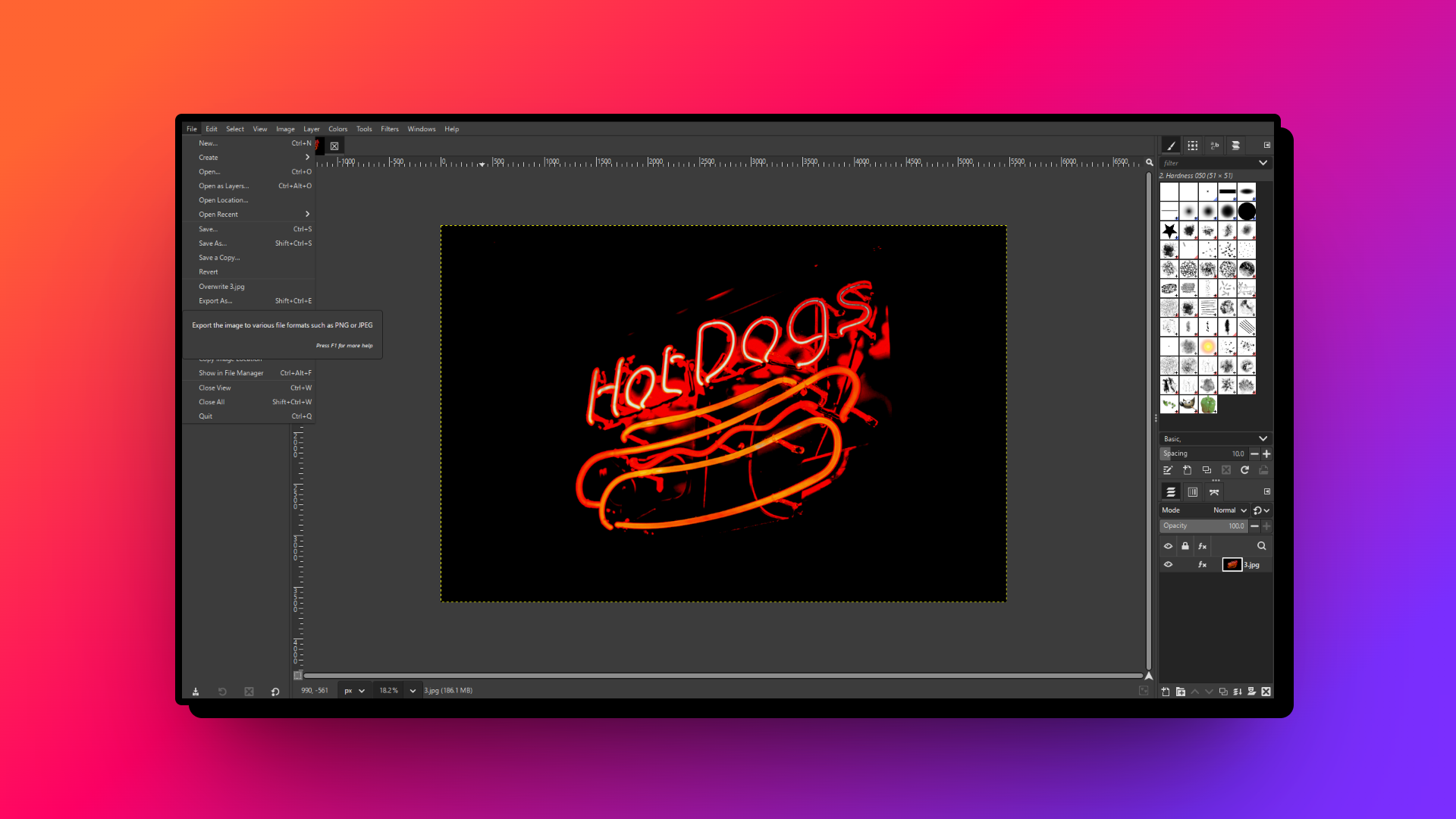 Export your finalized edited image