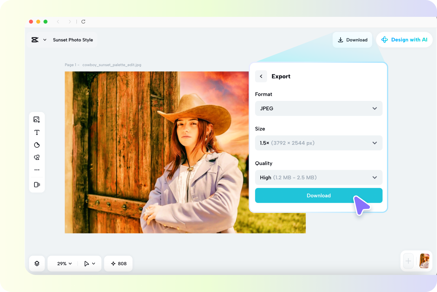 Exporting the final image from CapCut