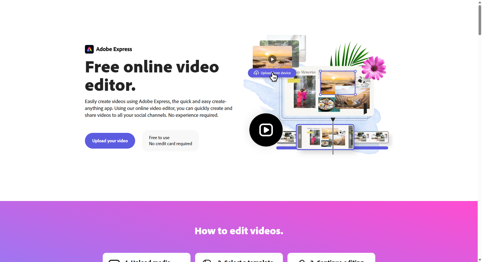 Adobe Express arayüzü
