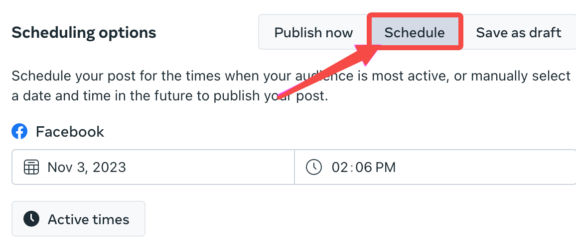Schedule your post on Facebook