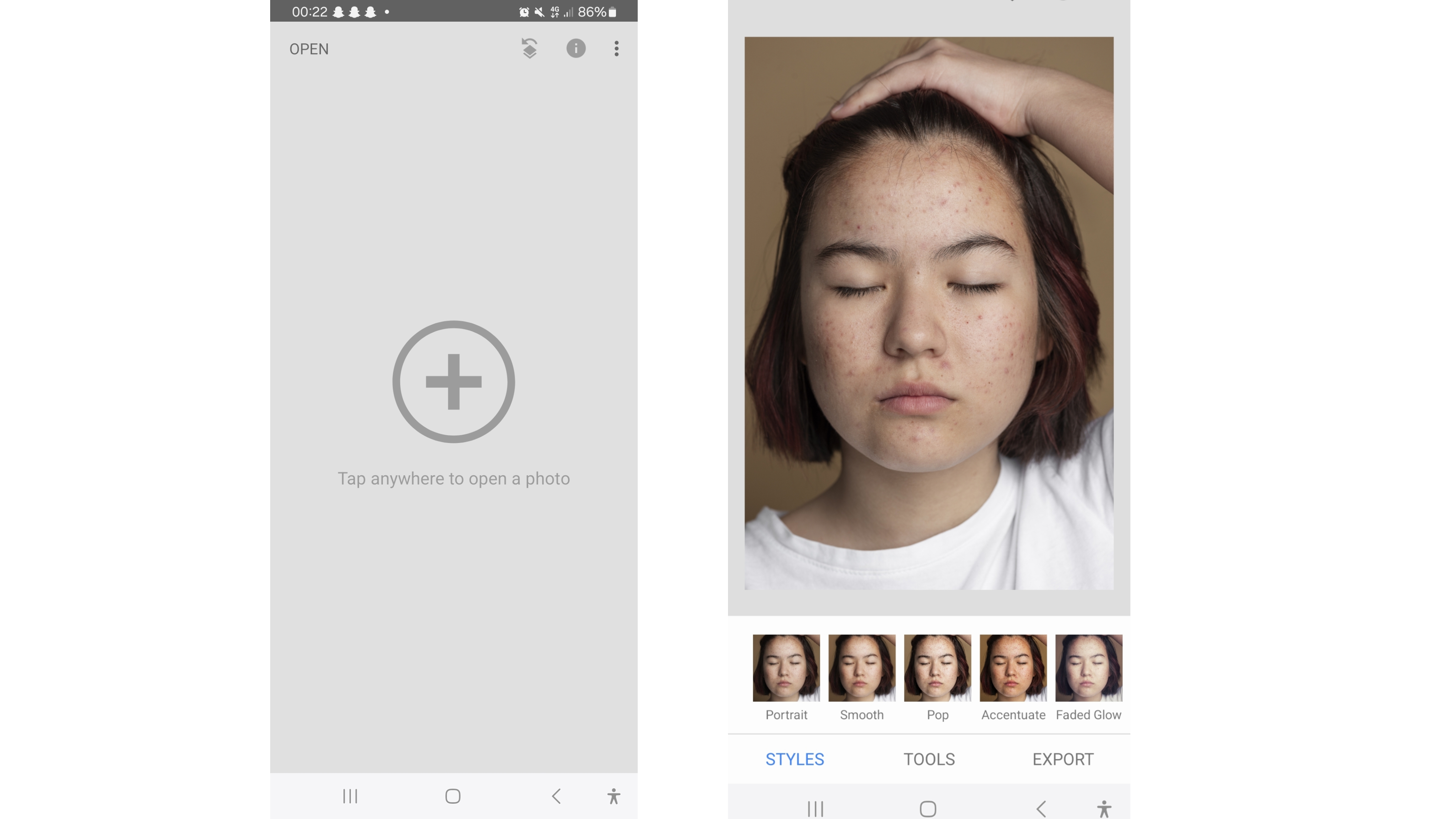 Snapseed - Importujte svou fotografii