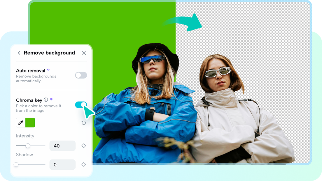 1-click green screen removal