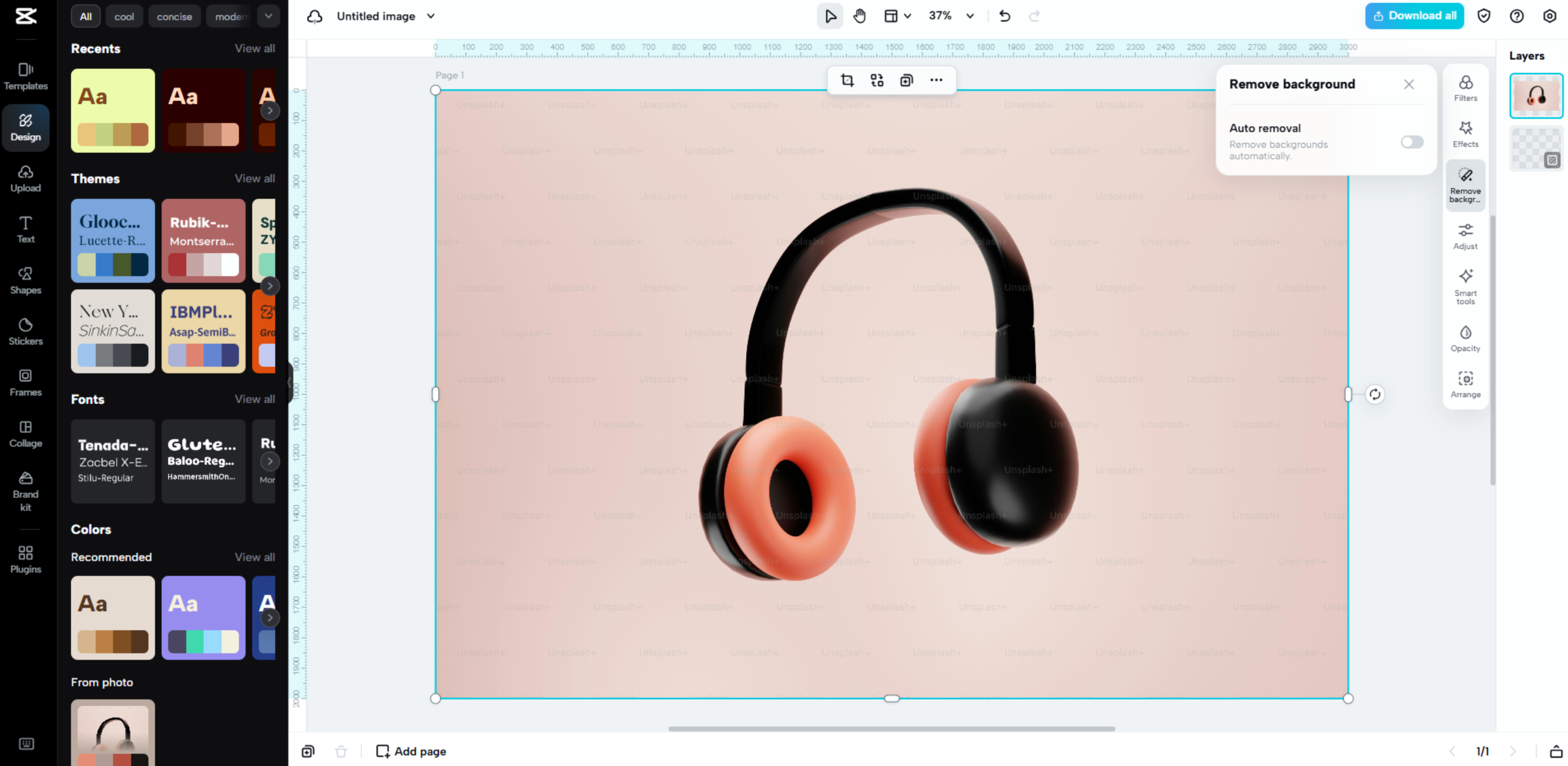 Antara muka CapCut Web - satu lagi alat untuk membuang latar belakang imej