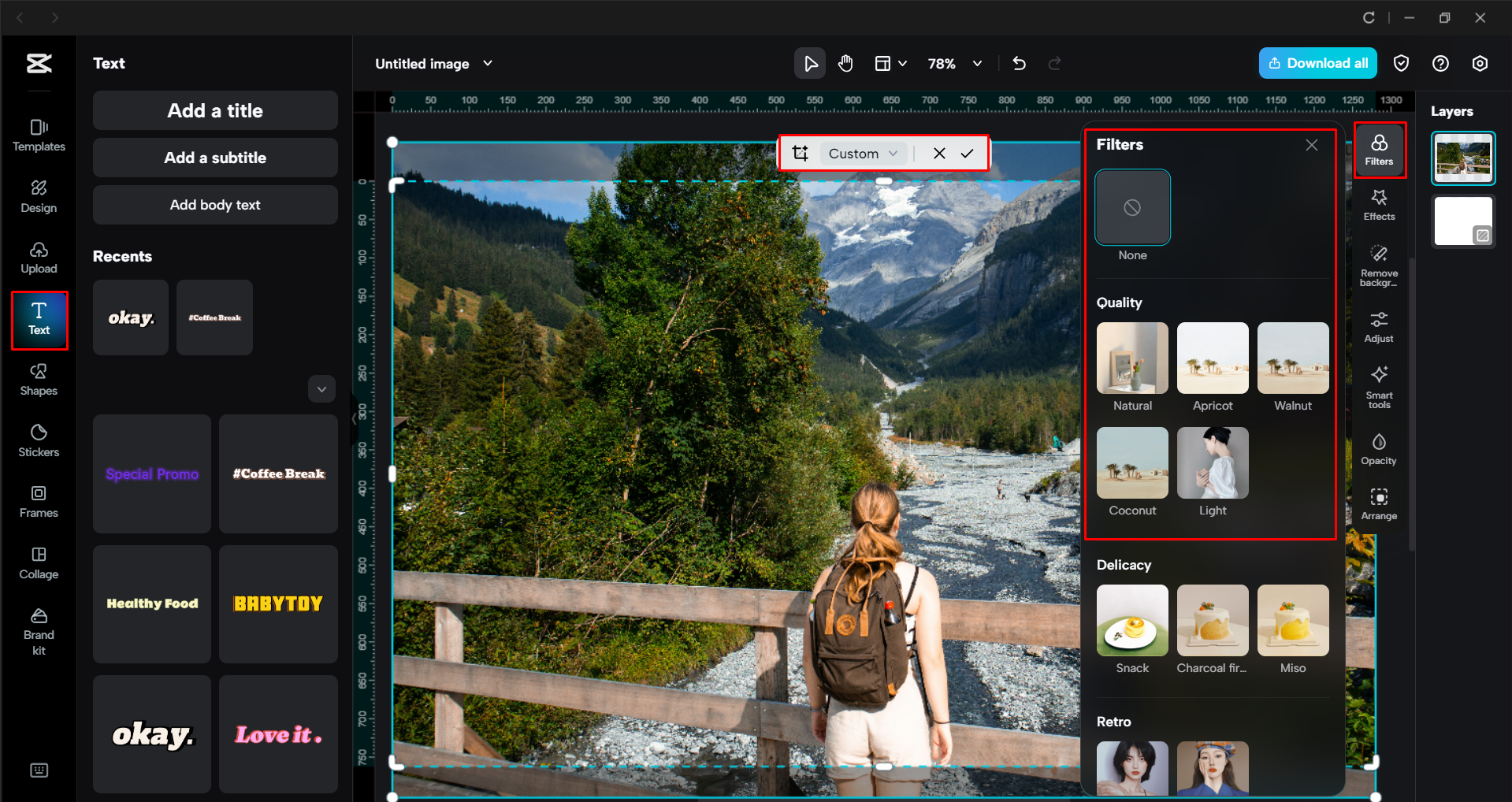 Editing and enhancing an image with the CapCut desktop video editor