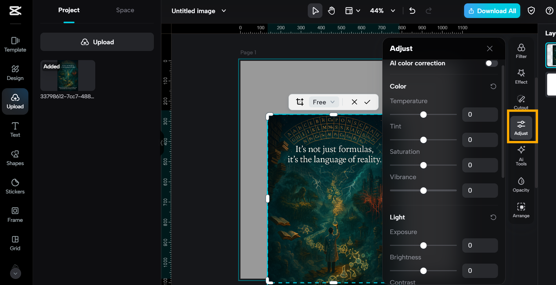 Pag-crop at pag-istilo gamit ang mga preset at color filter sa CapCut para sa mga pag-export ng social media