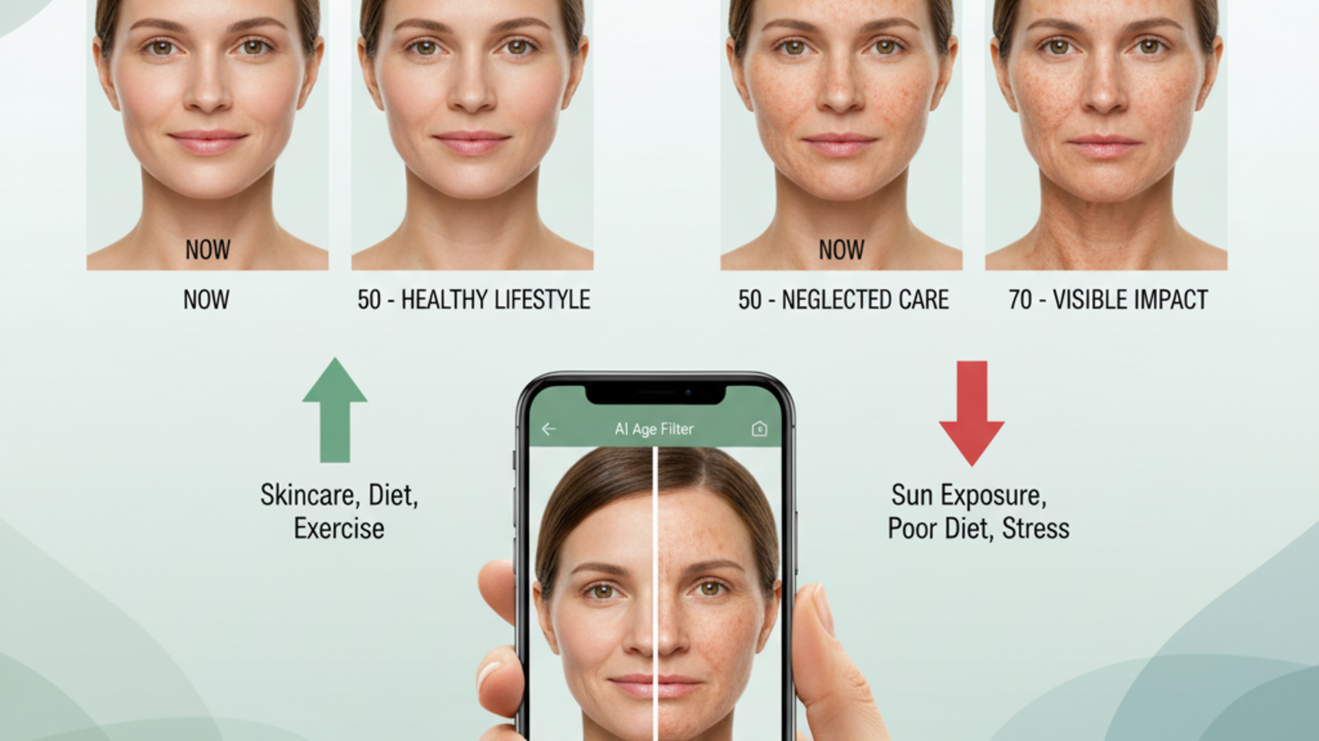 Yaşam tarzı motivasyonu için yapay zeka yaş filtreleri