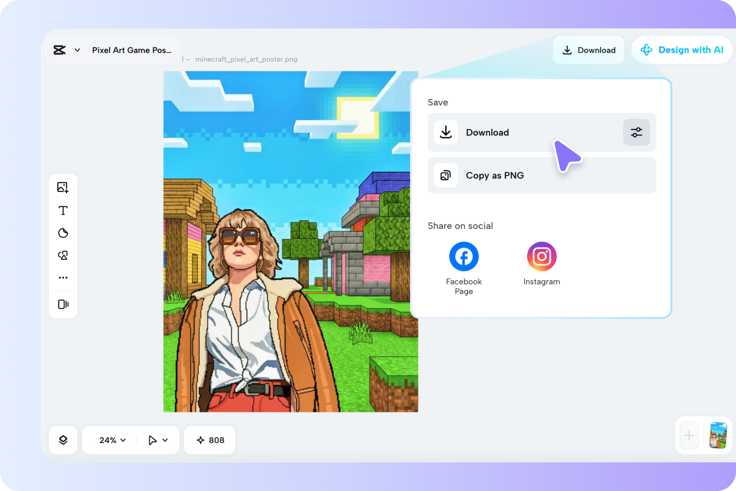 Exporting and sharing pixel art from CapCut