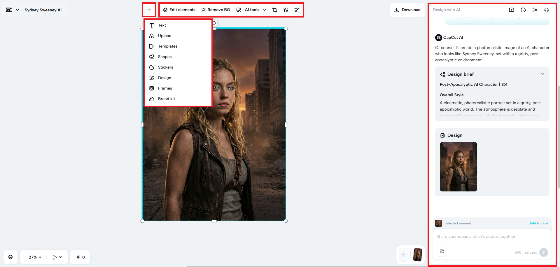 Edit your AI-human image