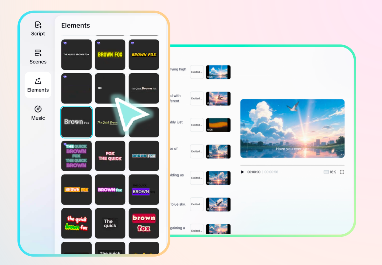 Add caption templates and music