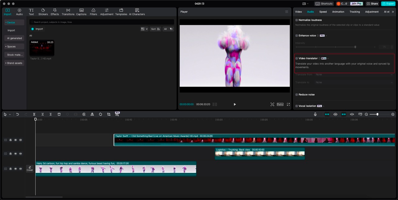 Translate from English to Bengali audio on CapCut PC