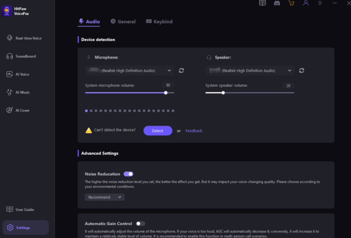 Merakam suara dalam penukar suara HitPaw