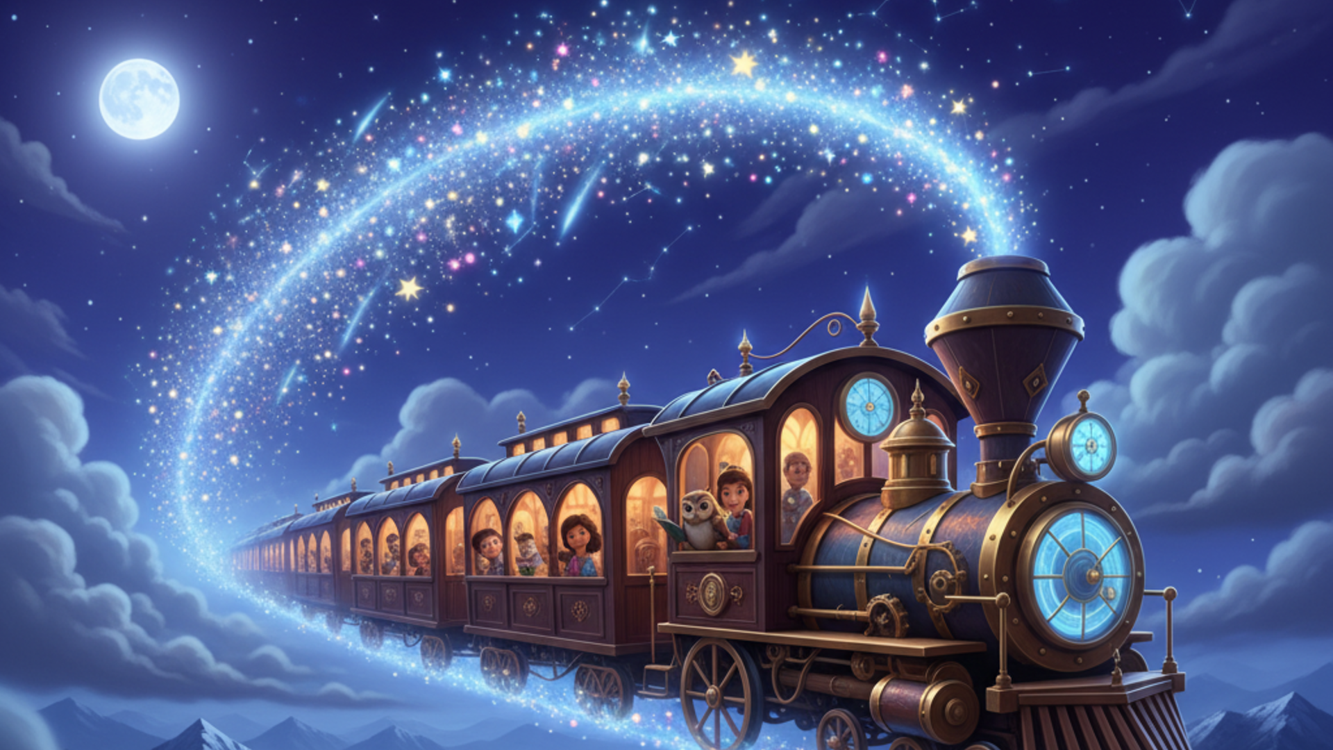 Kereta api terpesona dalam gaya Pixar